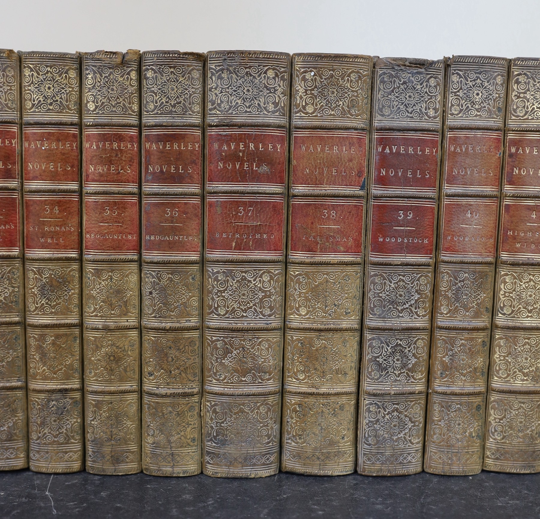 Scott, Sir Walter - The Waverley Novels, 48 vols, 8vo, half calf with marbled boards, A & C. Black, Edinburgh, 1879
